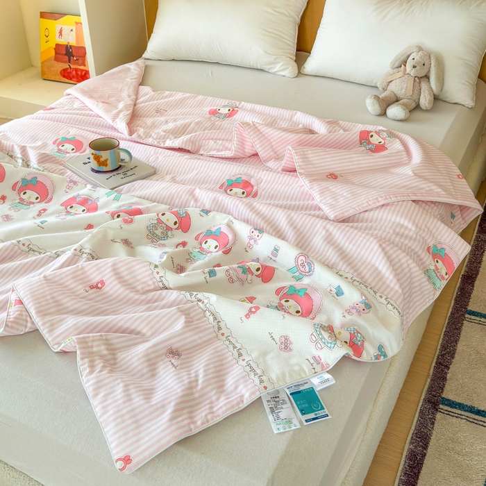 91家纺网 家纺一手货源 找家纺 感遇家纺 2025新款全棉印花夏凉被 粉色甜心