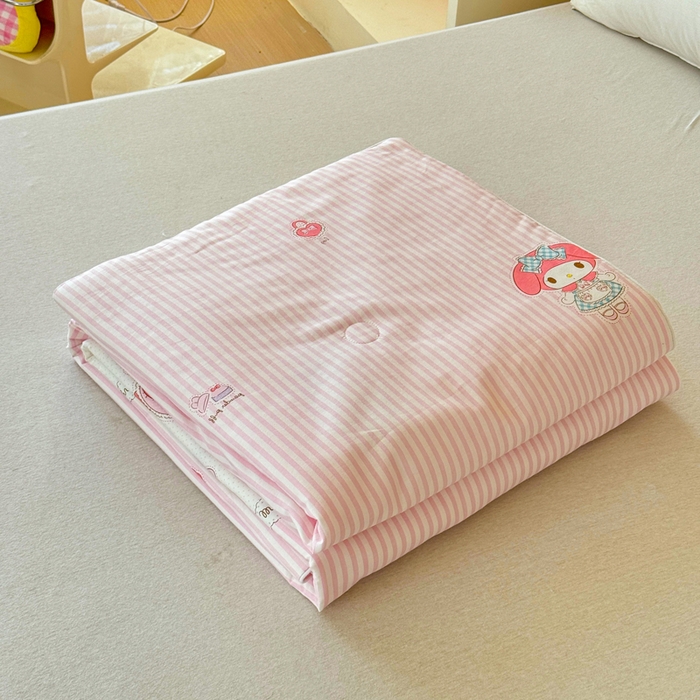 91家纺网 家纺一手货源 找家纺 感遇家纺 2025新款全棉印花夏凉被 粉色甜心