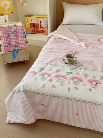 91家纺网 家纺一手货源 找家纺 感遇家纺 2025新款全棉印花夏凉被 粉色甜心