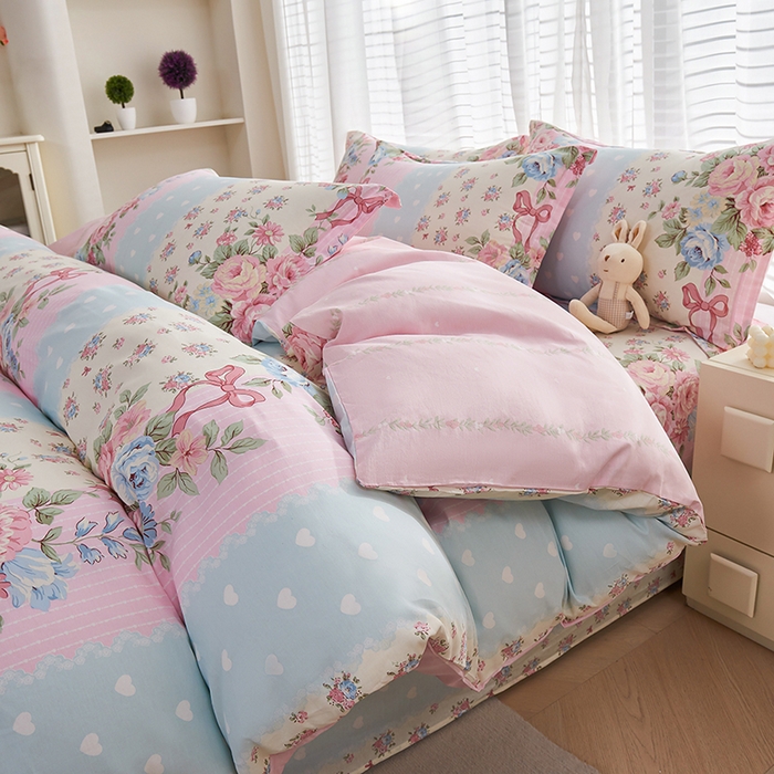 91家纺网 家纺一手货源 找家纺 （总）睡美美家纺 2025新款ins风舒适全棉印花床单床笠款四件套