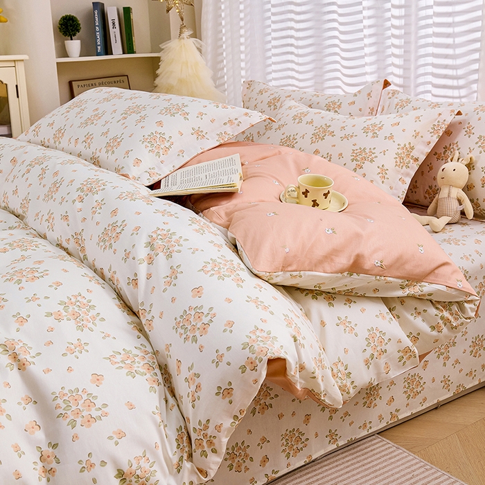 91家纺网 家纺一手货源 找家纺 （总）睡美美家纺 2025新款ins风舒适全棉印花床单床笠款四件套