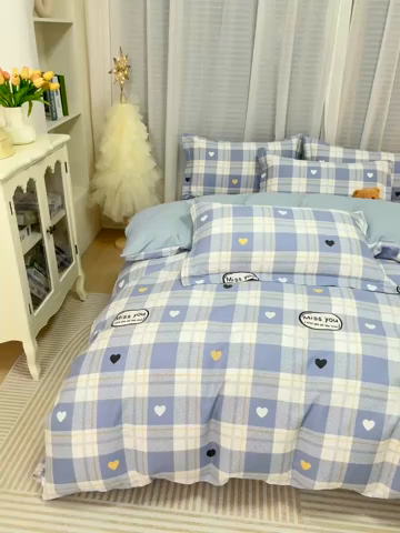 91家纺网 家纺一手货源 找家纺 （总）睡美美家纺 2025新款ins风舒适全棉印花床单床笠款四件套