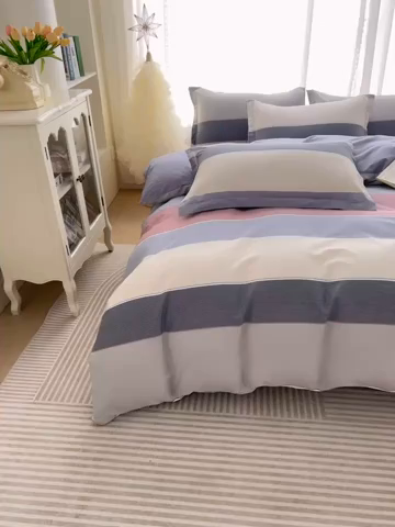 91家纺网 家纺一手货源 找家纺 （总）睡美美家纺 2025新款ins风舒适全棉印花床单床笠款四件套