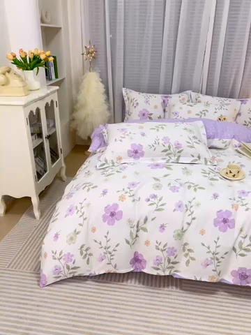 91家纺网 家纺一手货源 找家纺 （总）睡美美家纺 2025新款ins风舒适全棉印花床单床笠款四件套