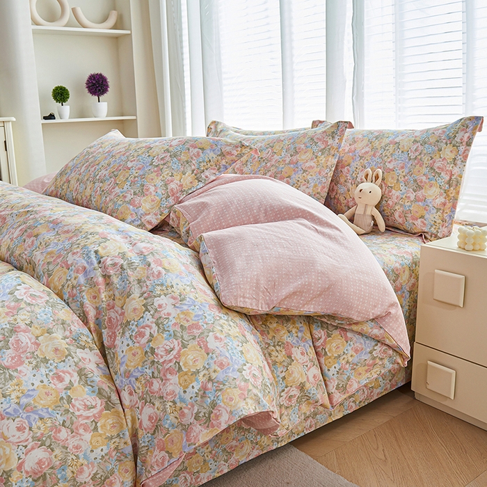 91家纺网 家纺一手货源 找家纺 （总）睡美美家纺 2025新款ins风舒适全棉印花床单床笠款四件套