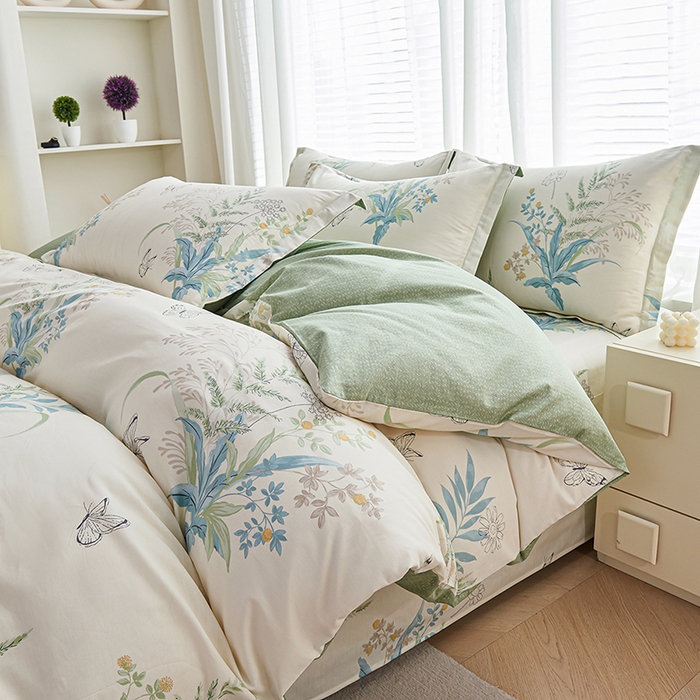 91家纺网 家纺一手货源 找家纺 （总）睡美美家纺 2025新款ins风舒适全棉印花床单床笠款四件套