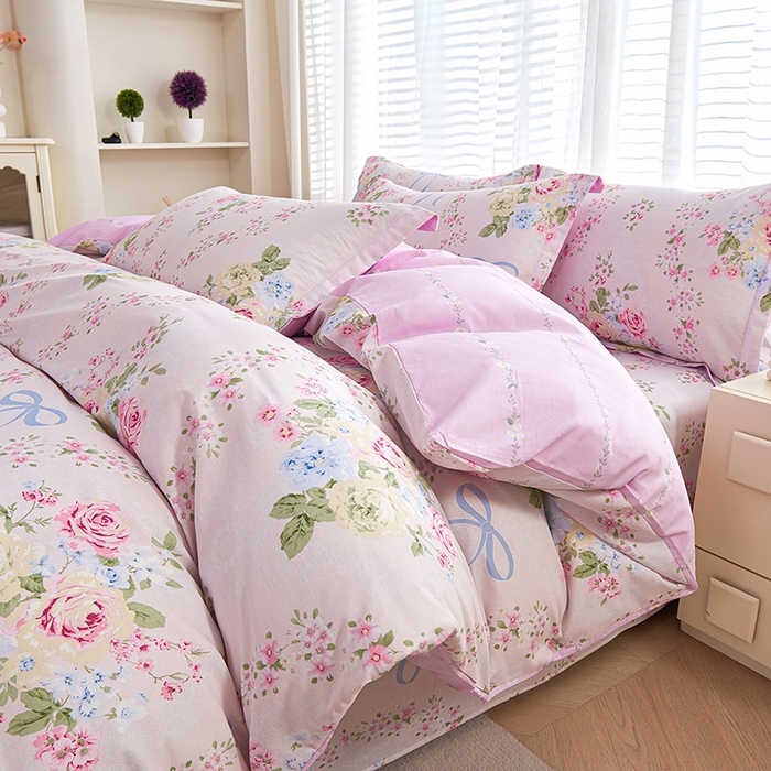 91家纺网 家纺一手货源 找家纺 （总）睡美美家纺 2025新款ins风舒适全棉印花床单床笠款四件套