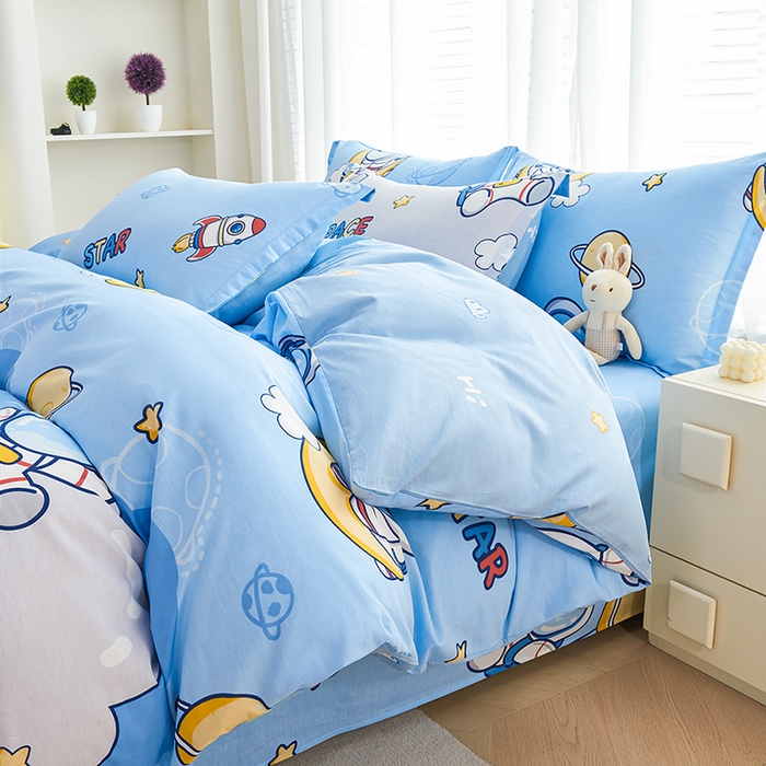 91家纺网 家纺一手货源 找家纺 （总）睡美美家纺 2025新款ins风舒适全棉印花床单床笠款四件套