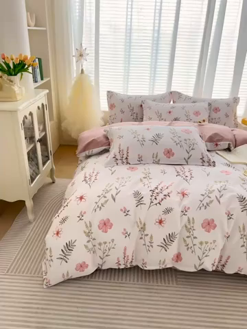 91家纺网 家纺一手货源 找家纺 （总）睡美美家纺 2025新款ins风舒适全棉印花床单床笠款四件套