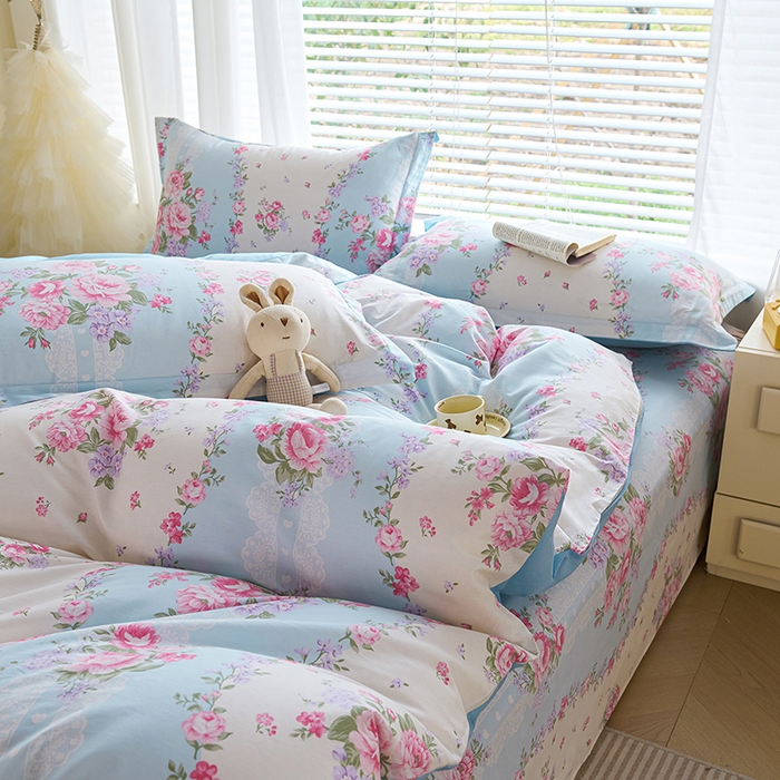 91家纺网 家纺一手货源 找家纺 （总）睡美美家纺 2025新款ins风舒适全棉印花床单床笠款四件套