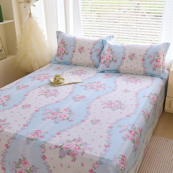 91家纺网 家纺一手货源 找家纺 （总）睡美美家纺 2025新款ins风舒适全棉印花床单床笠款四件套