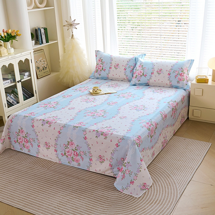 91家纺网 家纺一手货源 找家纺 （总）睡美美家纺 2025新款ins风舒适全棉印花床单床笠款四件套