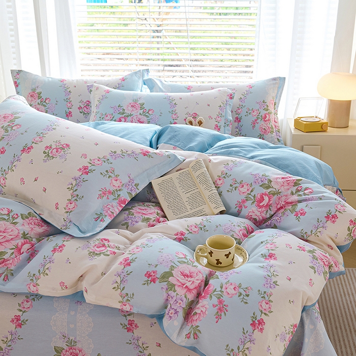 91家纺网 家纺一手货源 找家纺 （总）睡美美家纺 2025新款ins风舒适全棉印花床单床笠款四件套