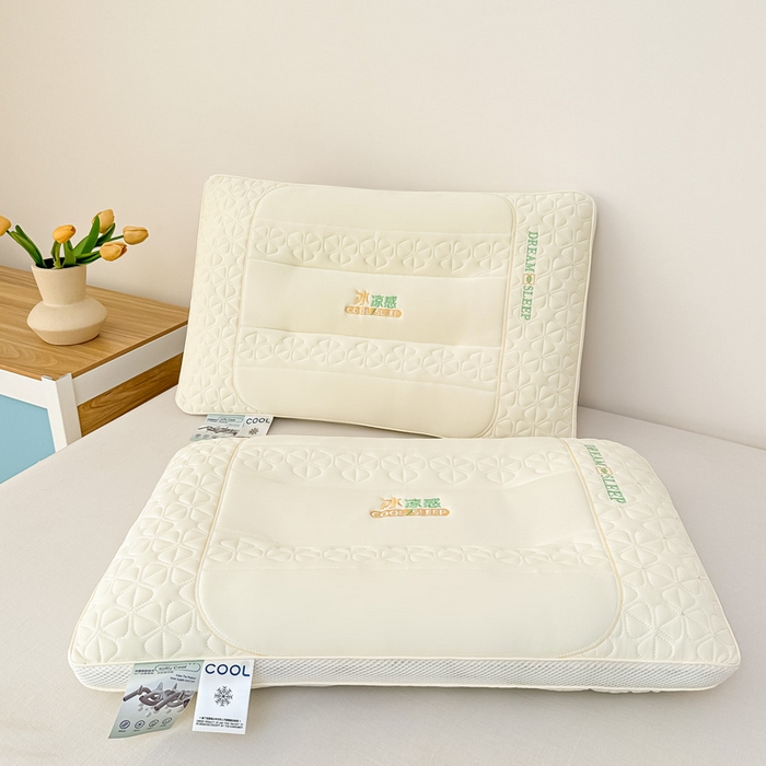 91家纺网 家纺一手货源 找家纺 （总）金牛枕芯 2025新款夏季凉感冰丝乳胶护颈枕头枕芯立体家用定型保健枕刺绣款