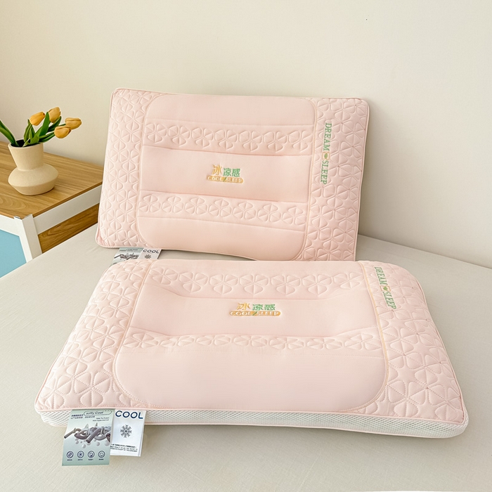 91家纺网 家纺一手货源 找家纺 （总）金牛枕芯 2025新款夏季凉感冰丝乳胶护颈枕头枕芯立体家用定型保健枕刺绣款