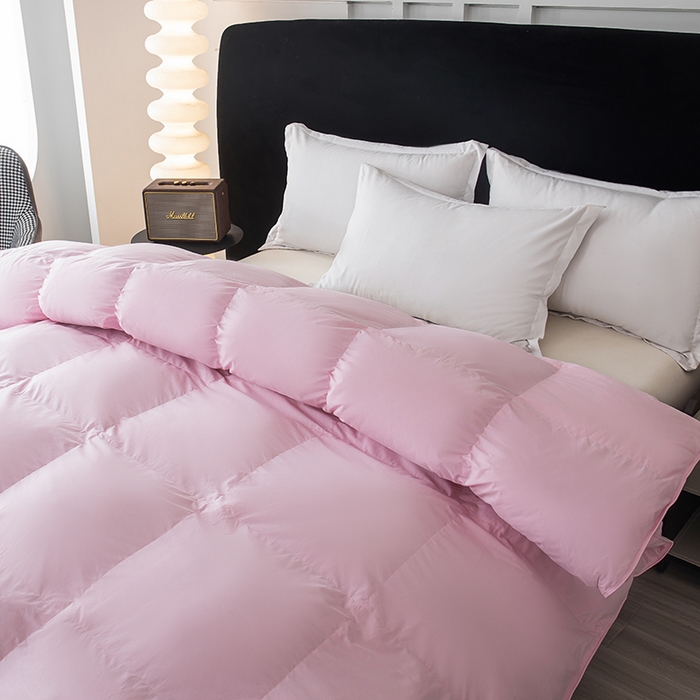 91家纺网 家纺一手货源 找家纺 静若居羽绒被壳 2025新款全棉防雨布自充绒羽绒被套自充羽绒被壳送管子 粉色