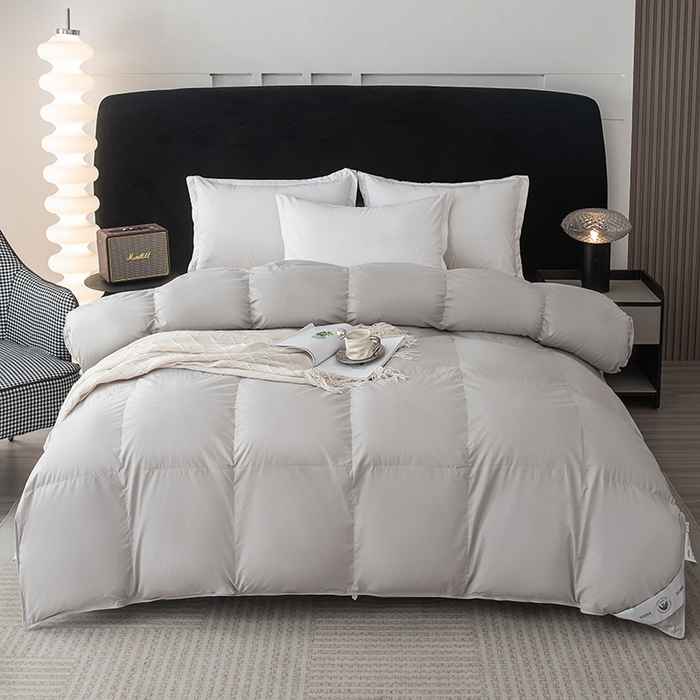 91家纺网 家纺一手货源 找家纺 静若居羽绒被壳 2025新款全棉防雨布自充绒羽绒被套自充羽绒被壳送管子 灰色