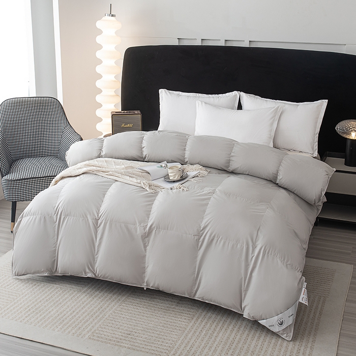 91家纺网 家纺一手货源 找家纺 静若居羽绒被壳 2025新款全棉防雨布自充绒羽绒被套自充羽绒被壳送管子 灰色