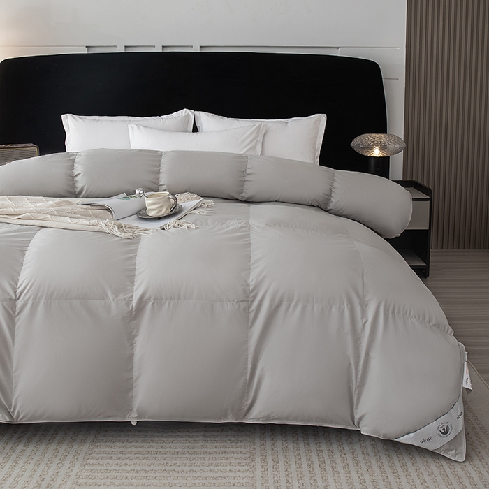 91家纺网 家纺一手货源 找家纺 静若居羽绒被壳 2025新款全棉防雨布自充绒羽绒被套自充羽绒被壳送管子 灰色