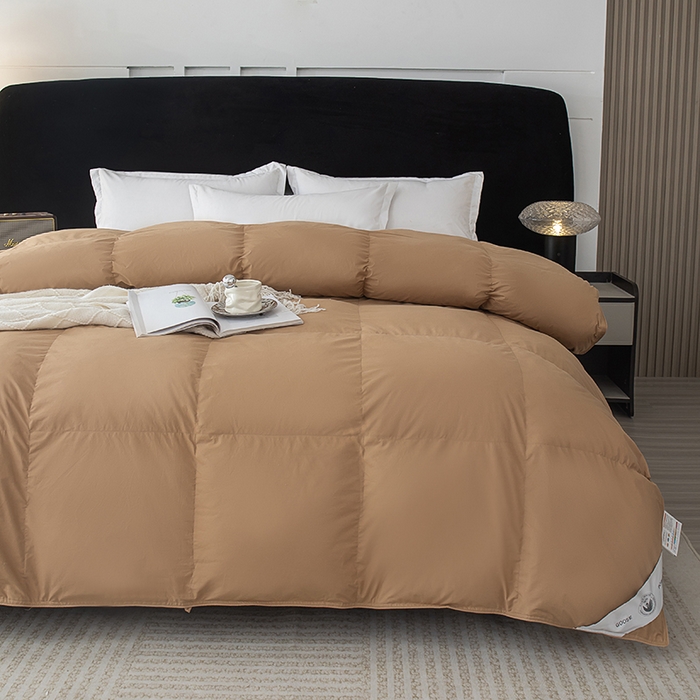 91家纺网 家纺一手货源 找家纺 静若居羽绒被壳 2025新款全棉防雨布自充绒羽绒被套自充羽绒被壳送管子 咖色