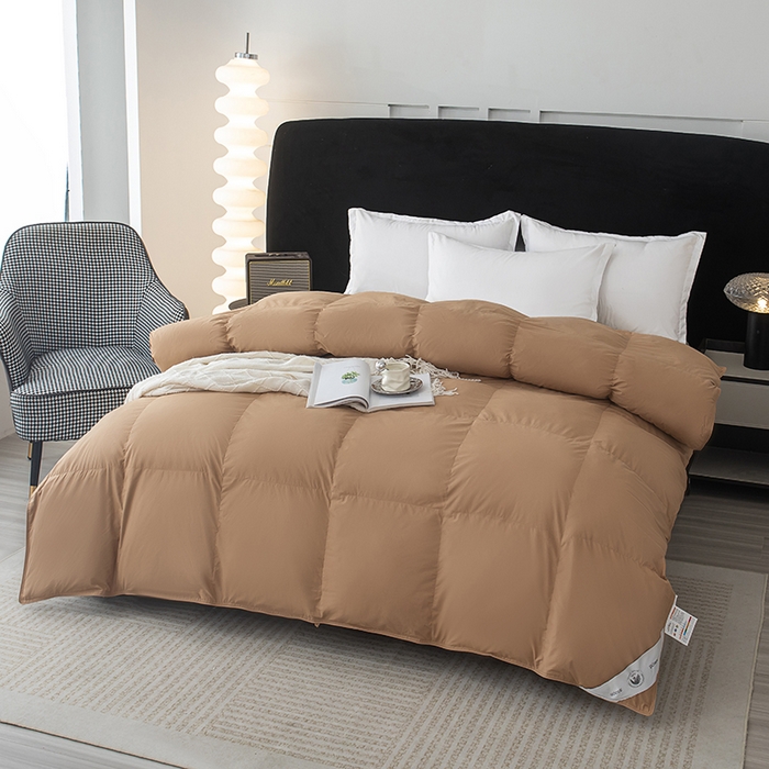 91家纺网 家纺一手货源 找家纺 静若居羽绒被壳 2025新款全棉防雨布自充绒羽绒被套自充羽绒被壳送管子 咖色