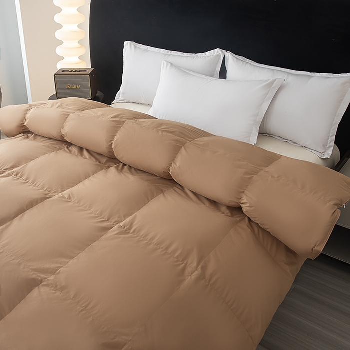 91家纺网 家纺一手货源 找家纺 静若居羽绒被壳 2025新款全棉防雨布自充绒羽绒被套自充羽绒被壳送管子 咖色