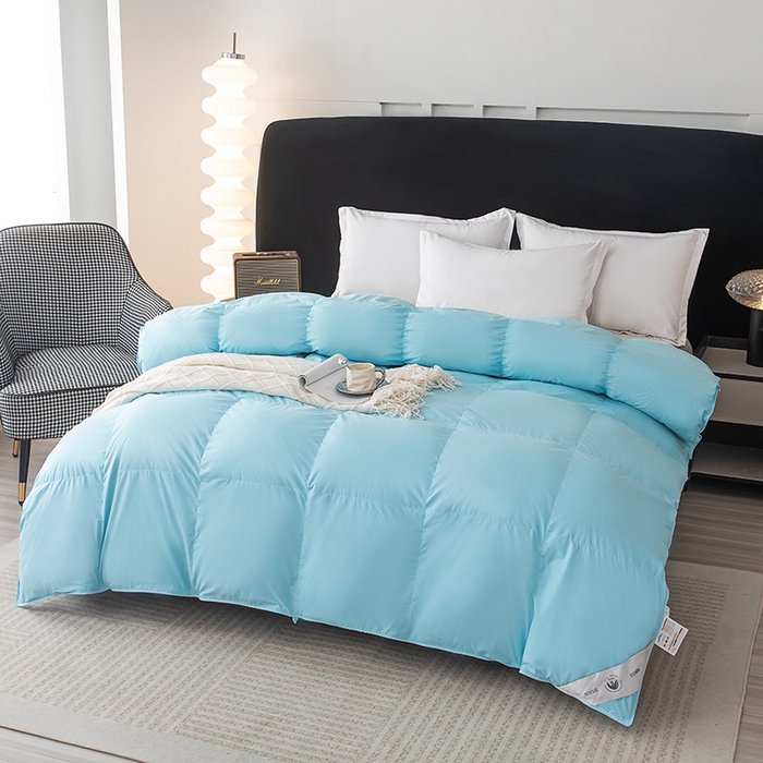 91家纺网 家纺一手货源 找家纺 静若居羽绒被壳 2025新款全棉防雨布自充绒羽绒被套自充羽绒被壳送管子 蓝色