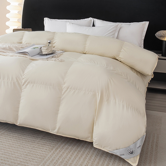 91家纺网 家纺一手货源 找家纺 静若居羽绒被壳 2025新款全棉防雨布自充绒羽绒被套自充羽绒被壳送管子 米黄