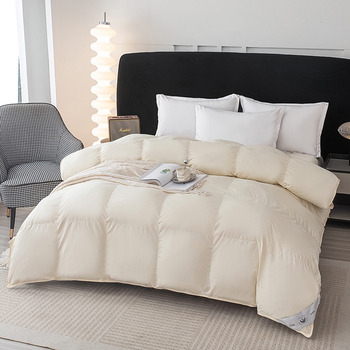 91家纺网 家纺一手货源 找家纺 静若居羽绒被壳 2025新款全棉防雨布自充绒羽绒被套自充羽绒被壳送管子 米黄