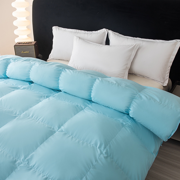 91家纺网 家纺一手货源 找家纺 御眠纺羽绒被壳 2025新款全棉防雨布自充绒羽绒被套自充羽绒被壳送管子 蓝色