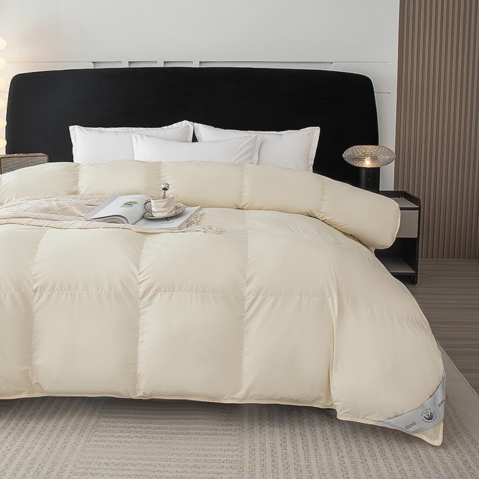 91家纺网 家纺一手货源 找家纺 御眠纺羽绒被壳 2025新款全棉防雨布自充绒羽绒被套自充羽绒被壳送管子 米黄