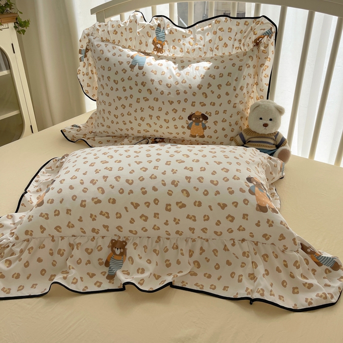 91家纺网 家纺一手货源 找家纺 顾里家纺 2025春夏新款韩系云朵棉夏被夏凉被空调被四件套 咖豹小熊