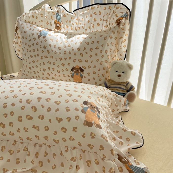 91家纺网 家纺一手货源 找家纺 顾里家纺 2025春夏新款韩系云朵棉夏被夏凉被空调被四件套 咖豹小熊