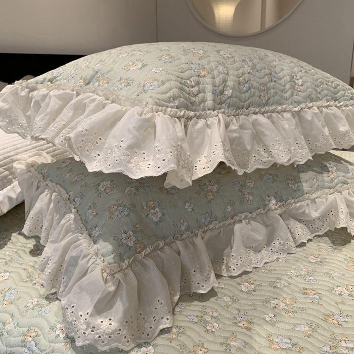 91家纺网 家纺一手货源 找家纺 （总）奈萝家纺 2025春夏新款全棉纯棉蕾丝花边款床盖三件套