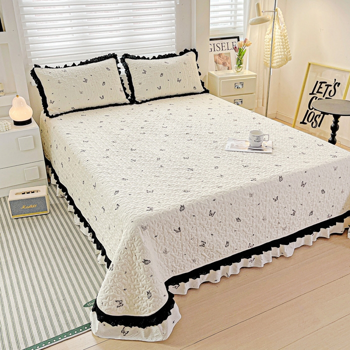 91家纺网 家纺一手货源 找家纺 仟网汇 2025新款赫本风床盖四件套 蝴蝶