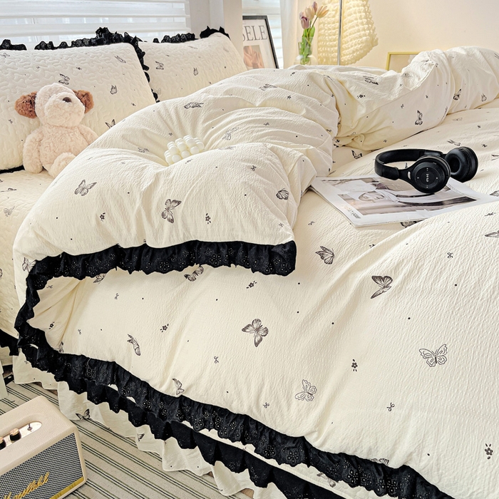 91家纺网 家纺一手货源 找家纺 仟网汇 2025新款赫本风床盖四件套 蝴蝶