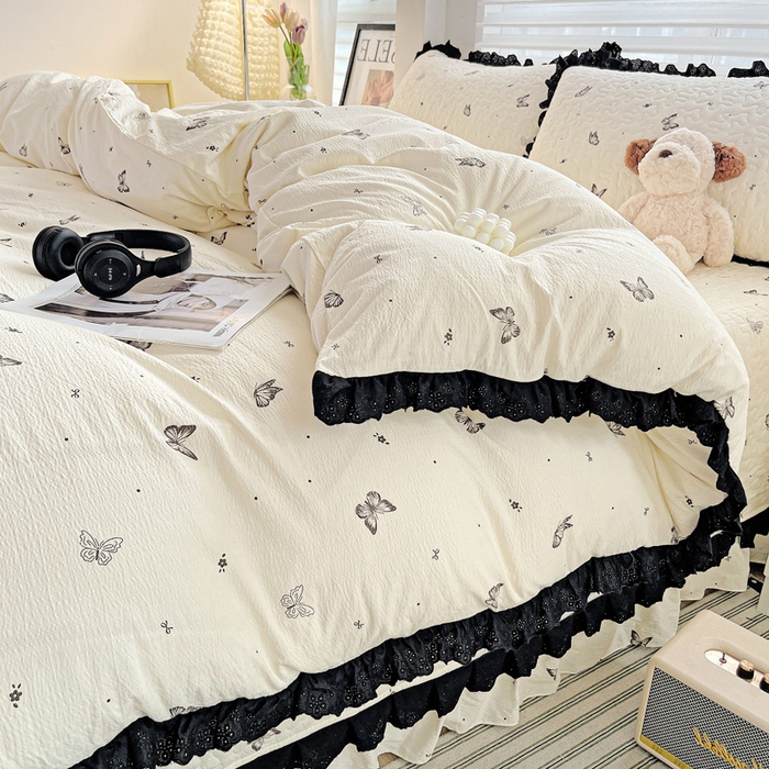 91家纺网 家纺一手货源 找家纺 仟网汇 2025新款赫本风床盖四件套 蝴蝶