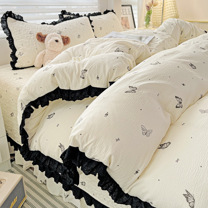 91家纺网 家纺一手货源 找家纺 仟网汇 2025新款赫本风床盖四件套 蝴蝶