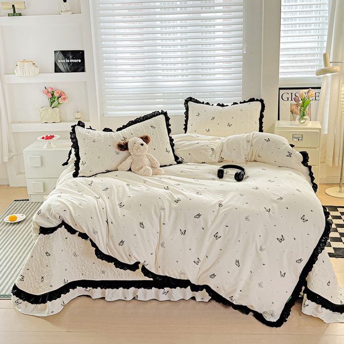 91家纺网 家纺一手货源 找家纺 仟网汇 2025新款赫本风床盖四件套 蝴蝶