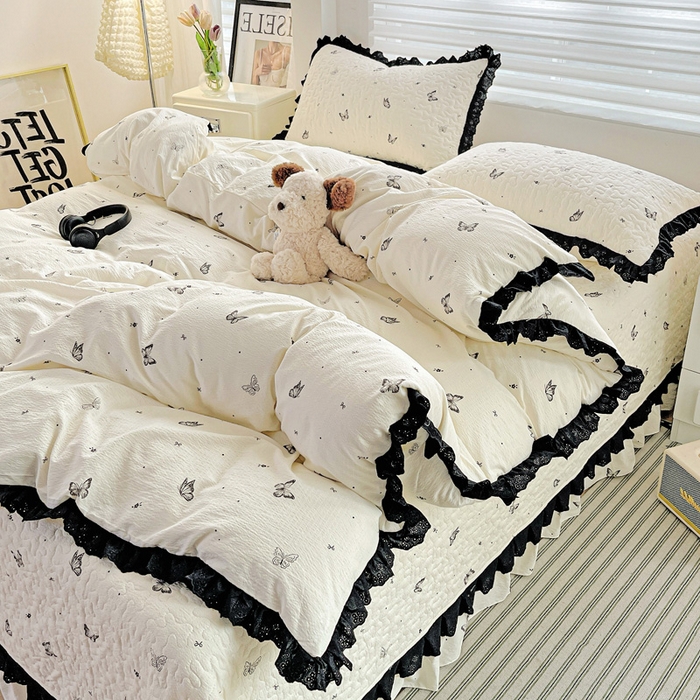 91家纺网 家纺一手货源 找家纺 仟网汇 2025新款赫本风床盖四件套 蝴蝶