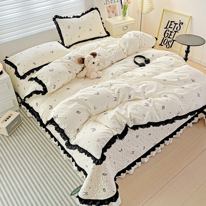 91家纺网 家纺一手货源 找家纺 仟网汇 2025新款赫本风床盖四件套 蝴蝶