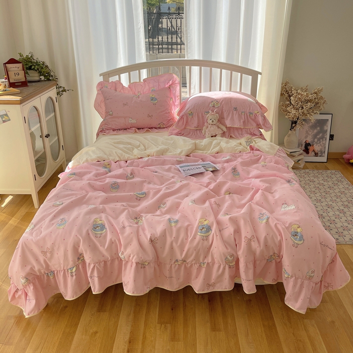 91家纺网 家纺一手货源 找家纺 顾里家纺 2025春夏新款韩系云朵棉夏被夏凉被空调被四件套 露思粉