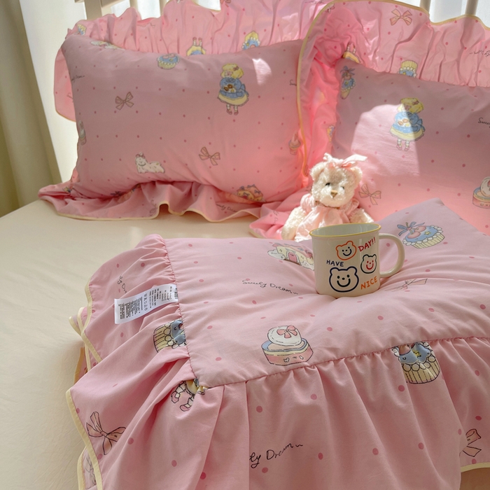 91家纺网 家纺一手货源 找家纺 顾里家纺 2025春夏新款韩系云朵棉夏被夏凉被空调被四件套 露思粉