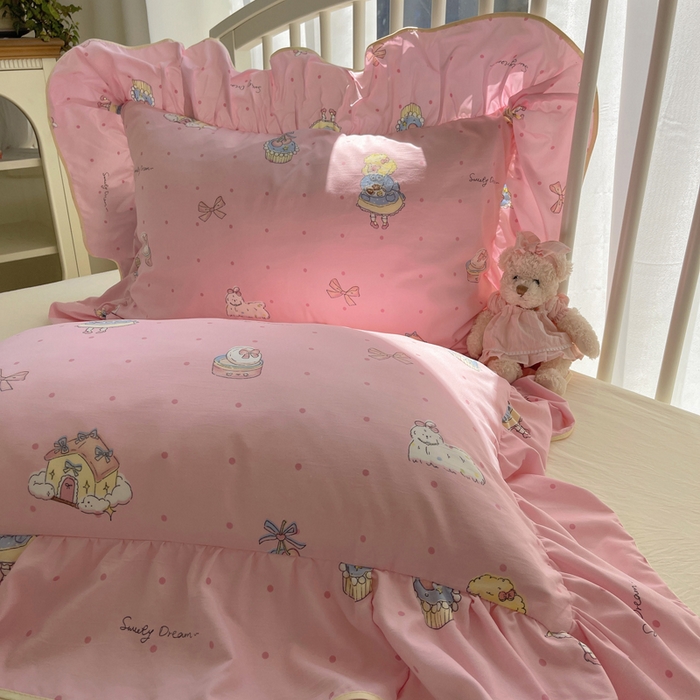 91家纺网 家纺一手货源 找家纺 顾里家纺 2025春夏新款韩系云朵棉夏被夏凉被空调被四件套 露思粉