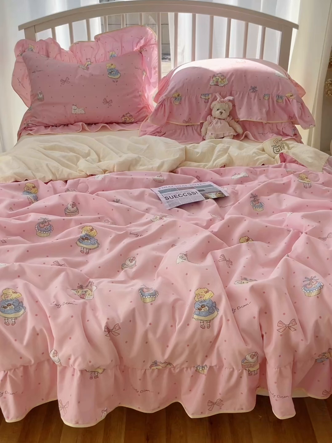 91家纺网 家纺一手货源 找家纺 顾里家纺 2025春夏新款韩系云朵棉夏被夏凉被空调被四件套 露思粉