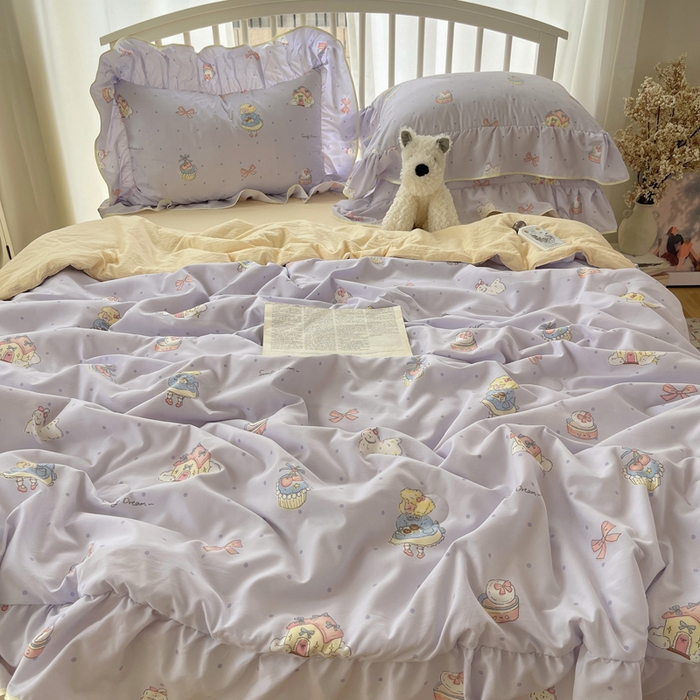 顾里家纺 2025春夏新款韩系云朵棉夏被夏凉被空调被四件套 露思紫