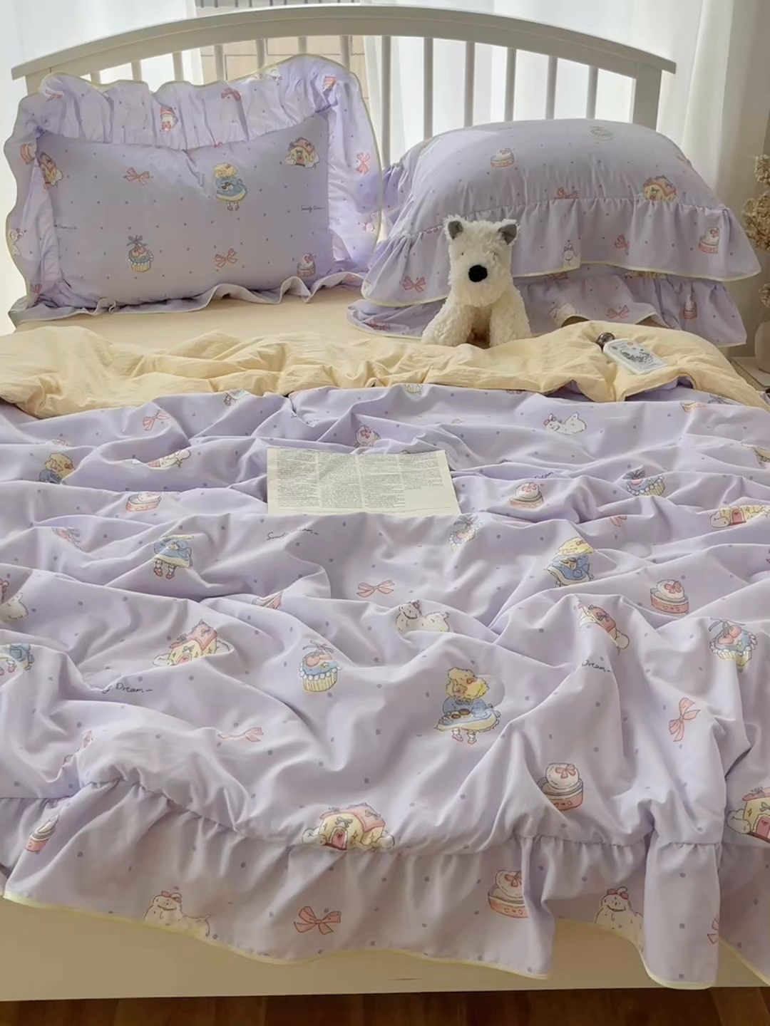 91家纺网 家纺一手货源 找家纺 顾里家纺 2025春夏新款韩系云朵棉夏被夏凉被空调被四件套 露思紫