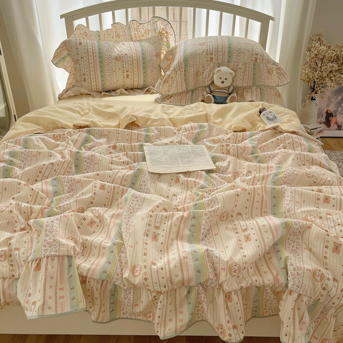 顾里家纺 2025春夏新款韩系云朵棉夏被夏凉被空调被四件套 泡芙酱