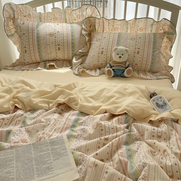 91家纺网 家纺一手货源 找家纺 顾里家纺 2025春夏新款韩系云朵棉夏被夏凉被空调被四件套 泡芙酱