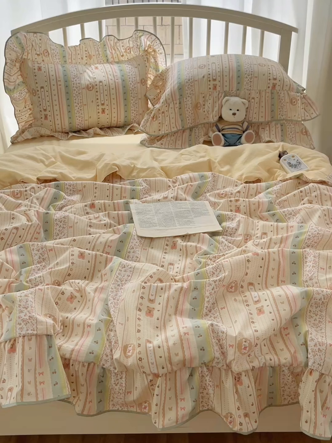 91家纺网 家纺一手货源 找家纺 顾里家纺 2025春夏新款韩系云朵棉夏被夏凉被空调被四件套 泡芙酱